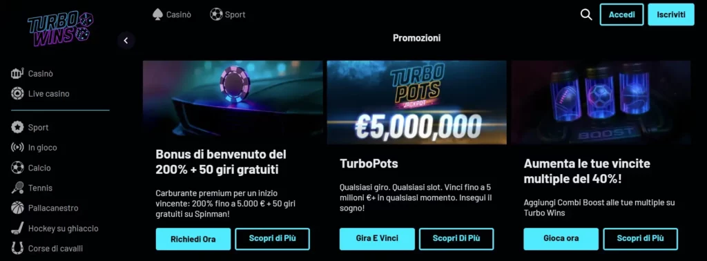 Bonus di benvenuto Turbowins